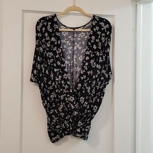 Lane Bryant black and white floral top